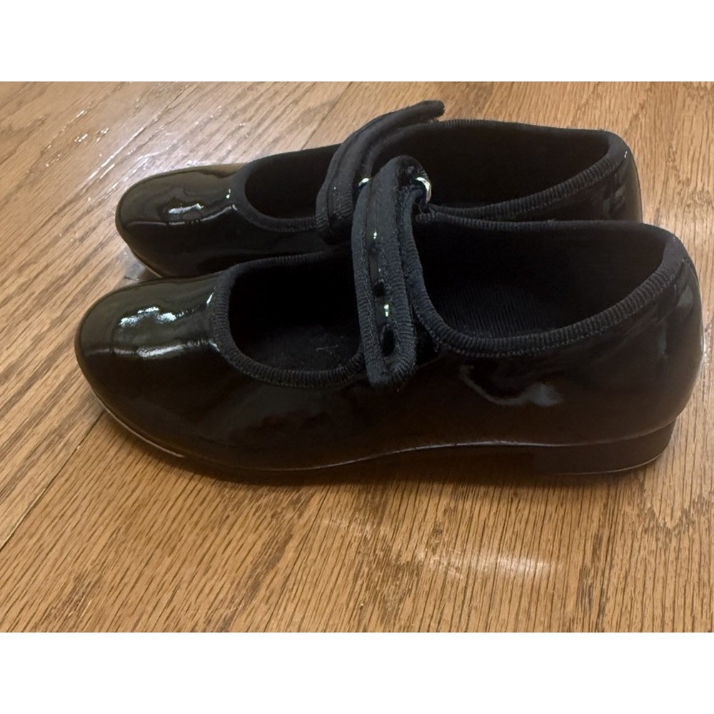 Dance Class Tap Dance Shoes Girls‎ Patent Leather Black Lined Sz 10 - Picture 4 of 7